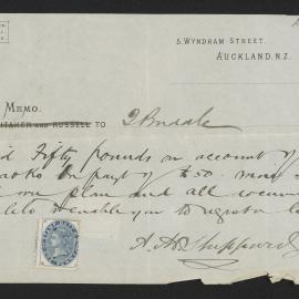 Receipt on paper headed "F. Whitaker. T. Russell. T. Buddle"