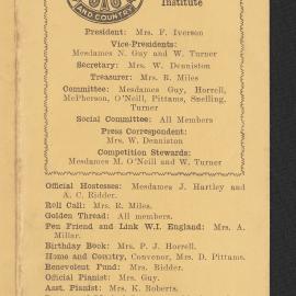 Hairini-Tauranga South Women's Institute programme for 1963-1964