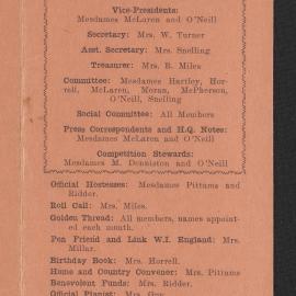 Hairini-Tauranga South Women's Institute programme for 1962-1963