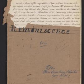 Notebook No 6: Reminiscence continued, 1883.