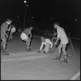 Bill Tongs goalie for Waihī Beach, versus Te Aroha at Memorial Park