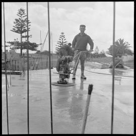 Mr Hodge working on Soundshell at Mount Maunganui