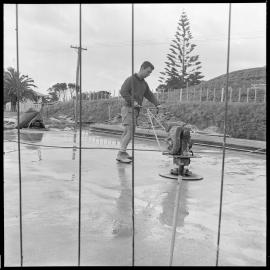 Mr Hodge working on Soundshell at Mount Maunganui