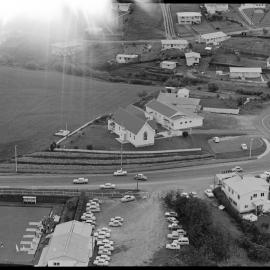 Aerial view of St George's Church and Gate Pā bowling greens