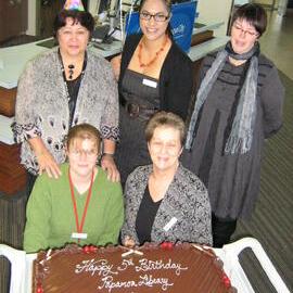 Papamoa Library: Staff & Birthday Cake