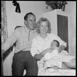 Denis Hulme and Mrs Greeta Hulme with baby Martin