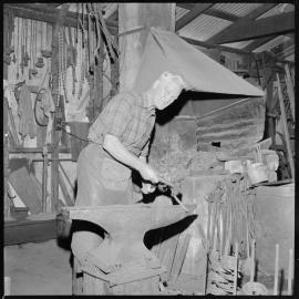 Charlie Haua at his blacksmith shop in grey Street