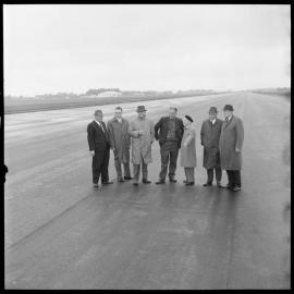 Local body officials on runway of new airport 
