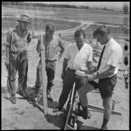 Tauranga Aero Club members look at plans of new club house 