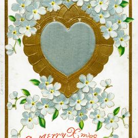 Blue heart forget-me-not postcard 1909