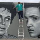 Owen Dippie at work on the 15th Avenue paintings