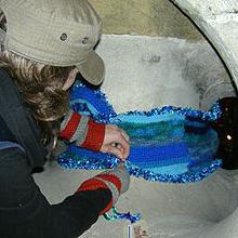 Missy Rogue Knitta snapped craft bombing