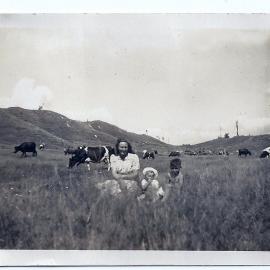 Sheila, Vivian and Anthony in the cow paddock.