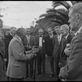 Rotary Club meet at Hūria (Judea) Pā. Mr Hare Piahana (centre) offers his welcome  