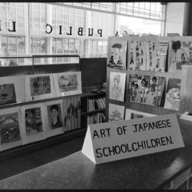 Display of Japanese children's paintings at Tauranga Public Library