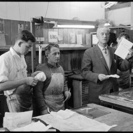 Mr Paddison (B.O.P. Times 'apprentice') receives cheque