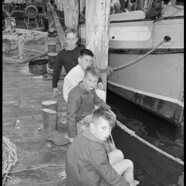 Anzac Day fishermen at Fisherman's Wharf, Tauranga  
