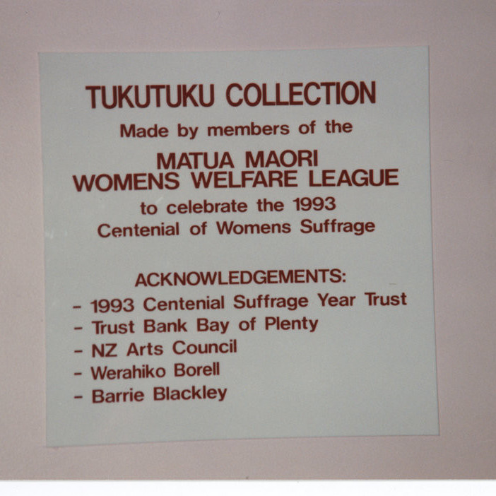 Tukutuku Collection unveiling, 1993 (Event)