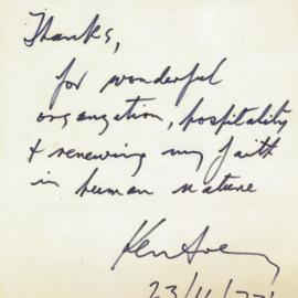 Thank you note from Ken