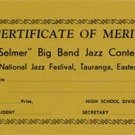 Certificate of Merit NZ National Jazz Festival