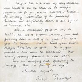 Letter to Bill from Julian Russell