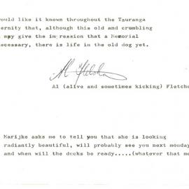 Letter from Al Fletcher