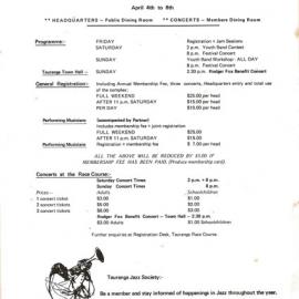 18th National Jazz Festival Information Sheet