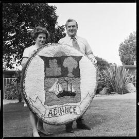 Rug titled "Advance"