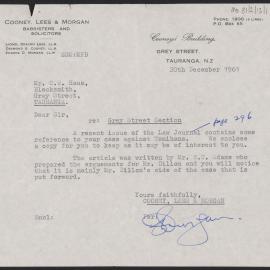 Letter from Cooney, Lees & Morgan, to Mr C.W. Haua, 20 Dec 1961