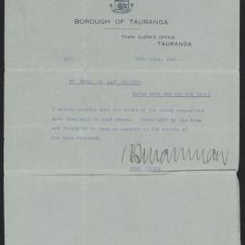Letter from Town Clerk, Borough of Tauranga, to Mr C.W. Haua, 19 June 1936