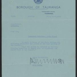 Letter from Town Clerk, Borough of Tauranga, to Mr C.W. Haua, 21 Apr 1949