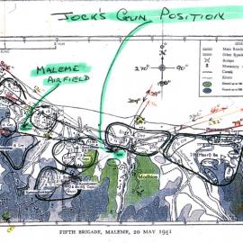Map showing Jocks gun position. 