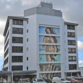 From Harington Street showing rear of building at 32 Willow Street, Tauranga