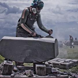 Sculptor Anna Korver at work (2013)