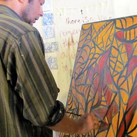 Painter Kristian Lomath at work (2013)