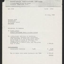 Invoice from Shrimpton & Lipinski to Acheson Hoff, July 1984