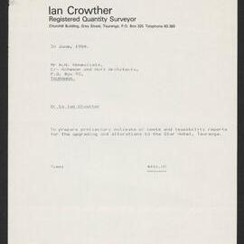 Invoice from Ian Crowther to A. H. Honeyfield, June 1984