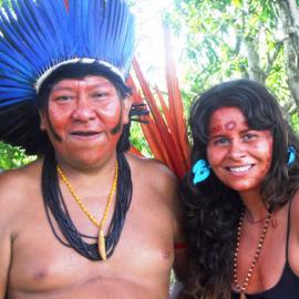 Ana Mendina with Yanomami spokesperson Davi Kopenawa