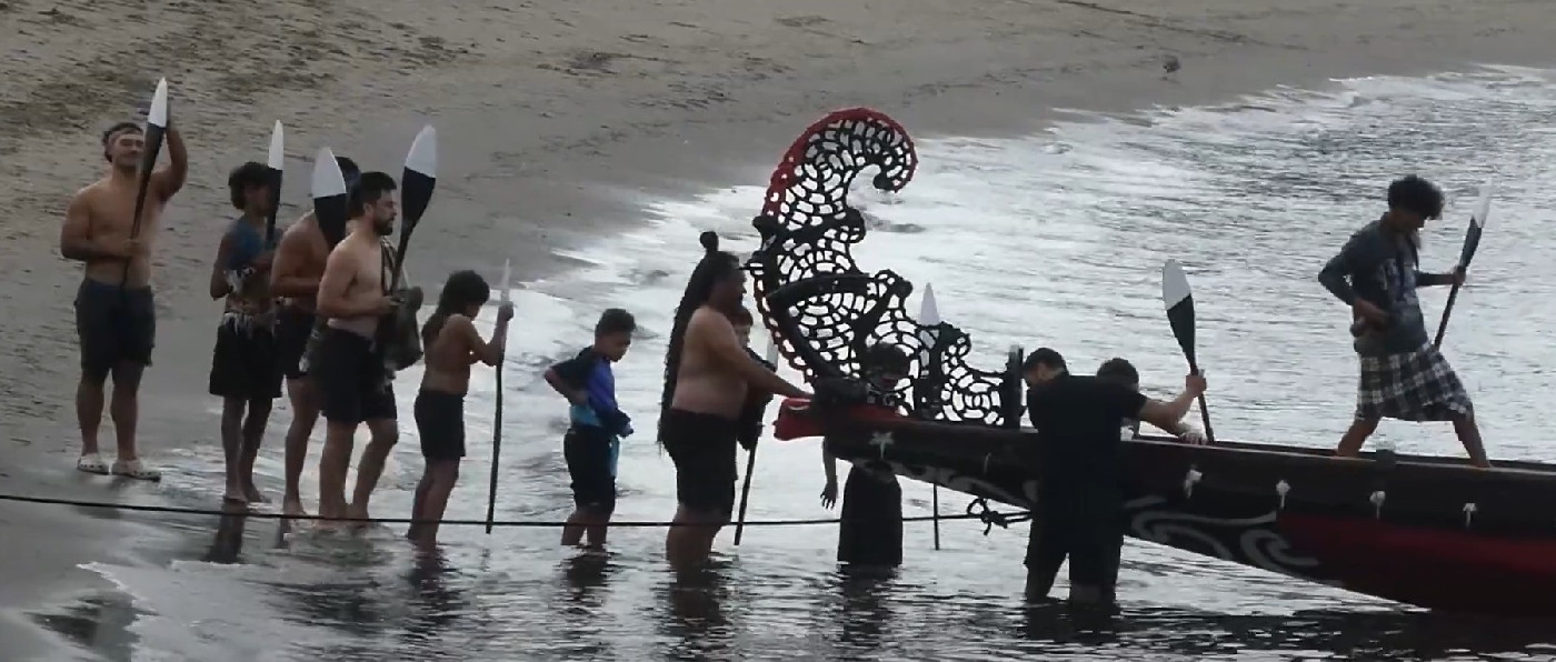 Tākitimu Waka at Waikorire (Pilot Bay) Waitangi day 2024