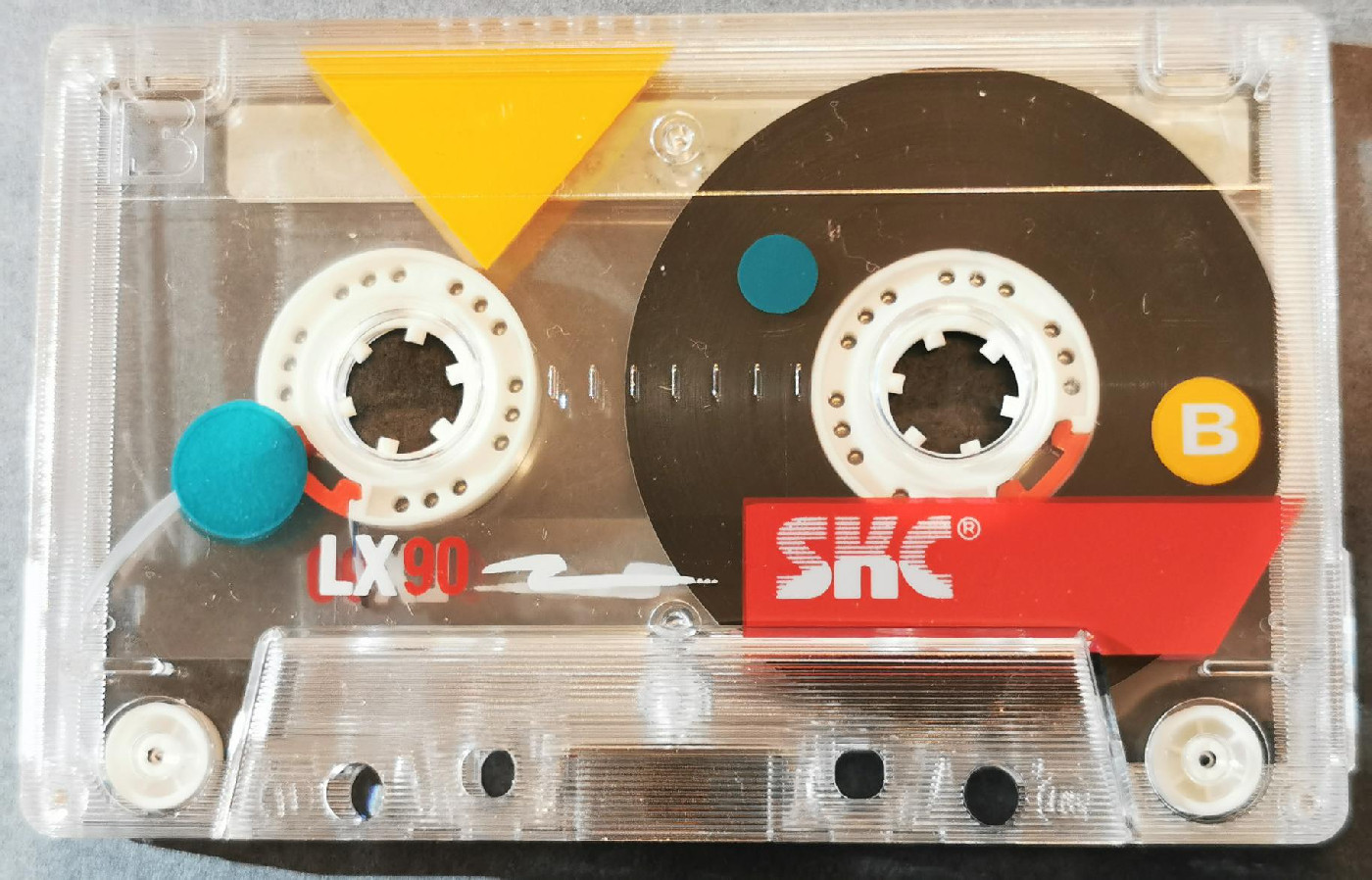 B side of a SKC LX90 audio cassette tape used for a recording in the 1990s