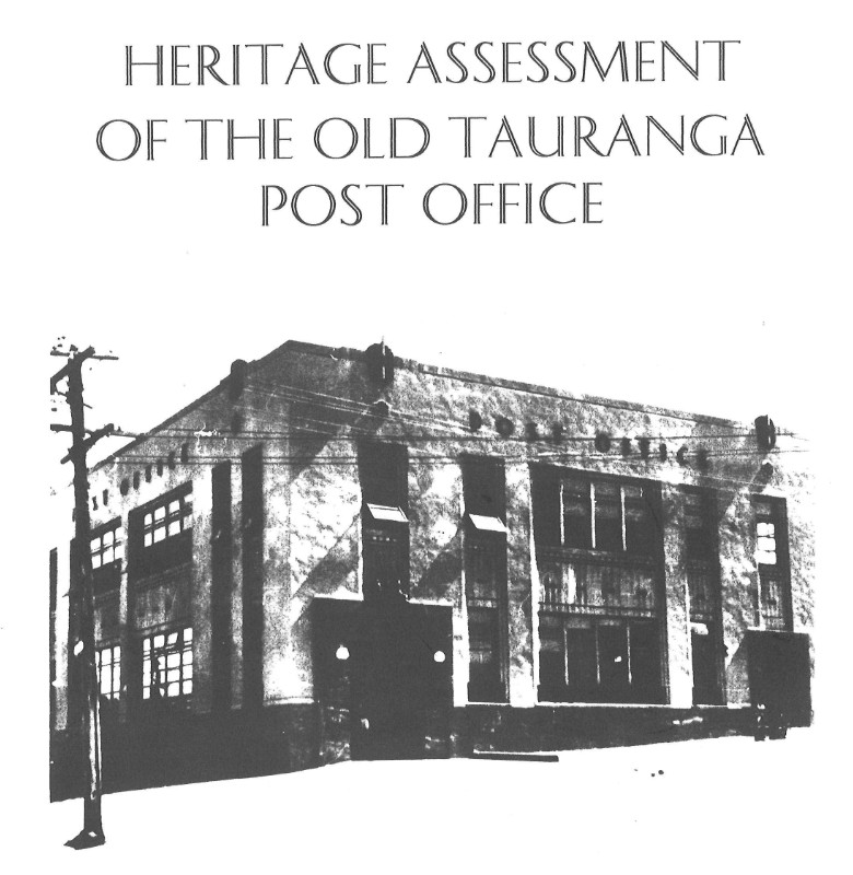 Front cover (portion) of A Heritage Assessment of the Old Tauranga Post Office (1998) 