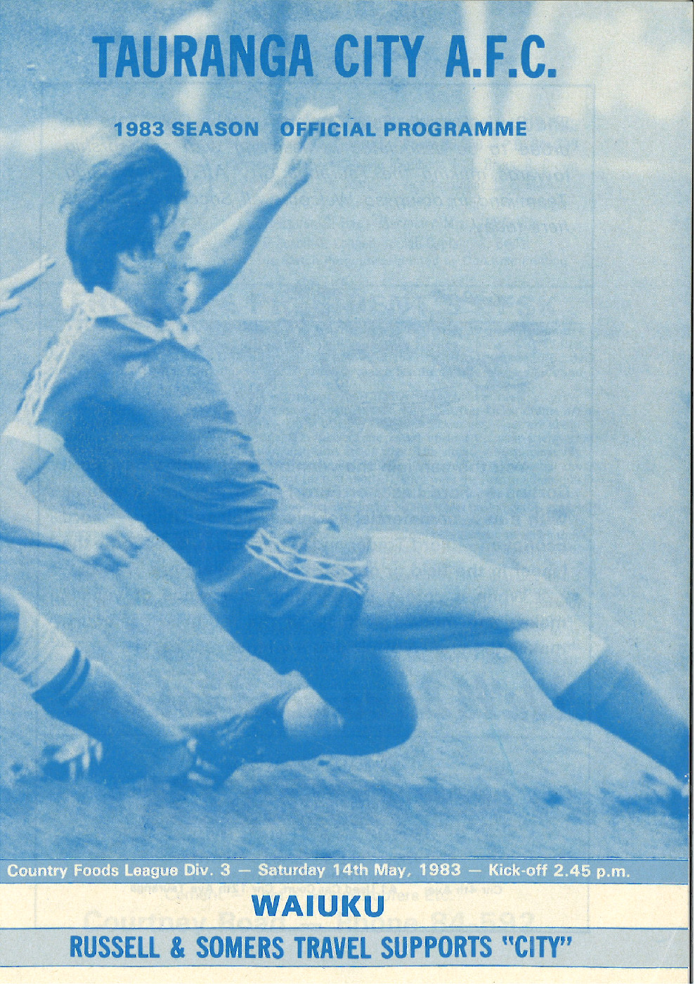 Front cover of official season programme for match against Waiuku on 14 May 1983