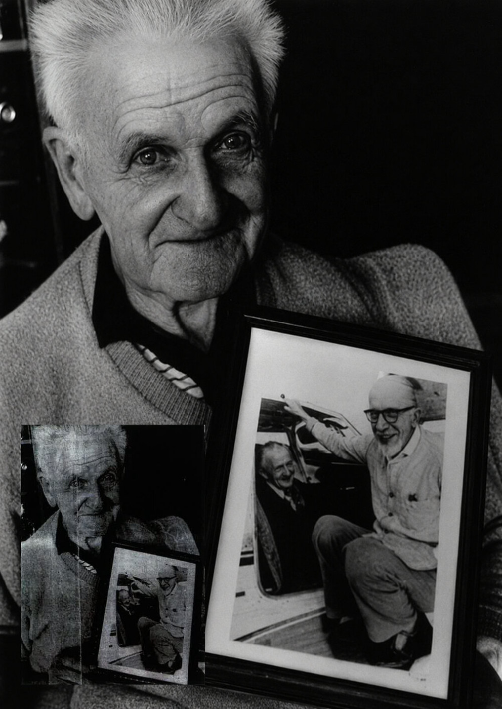 Tom Baikie in later years holding a photograph of his last reunion with the man who taught him to fly, Captain Les Brake. Baikie Family collection courtesy Brooke McCann and restored from the Historical Review, Bay of Plenty Journal of History, Volume 73, Number 2, November 2025, pp.67 (original inset)