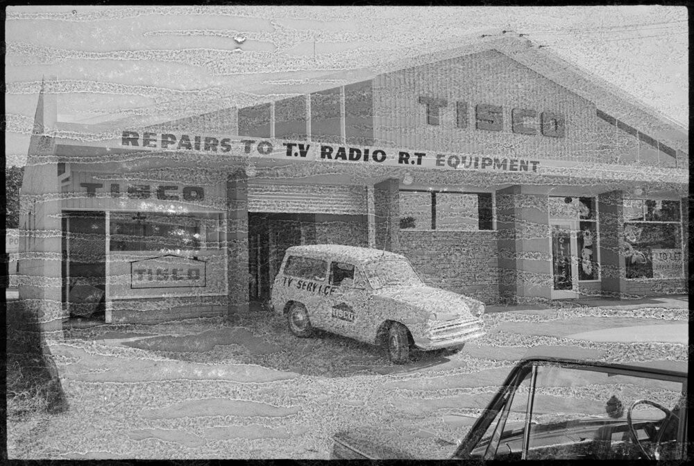 TISCO T.V. premises. Published 19 March 1966. Te Ao Mārama - Tauranga City Libraries Photo gcc-13003