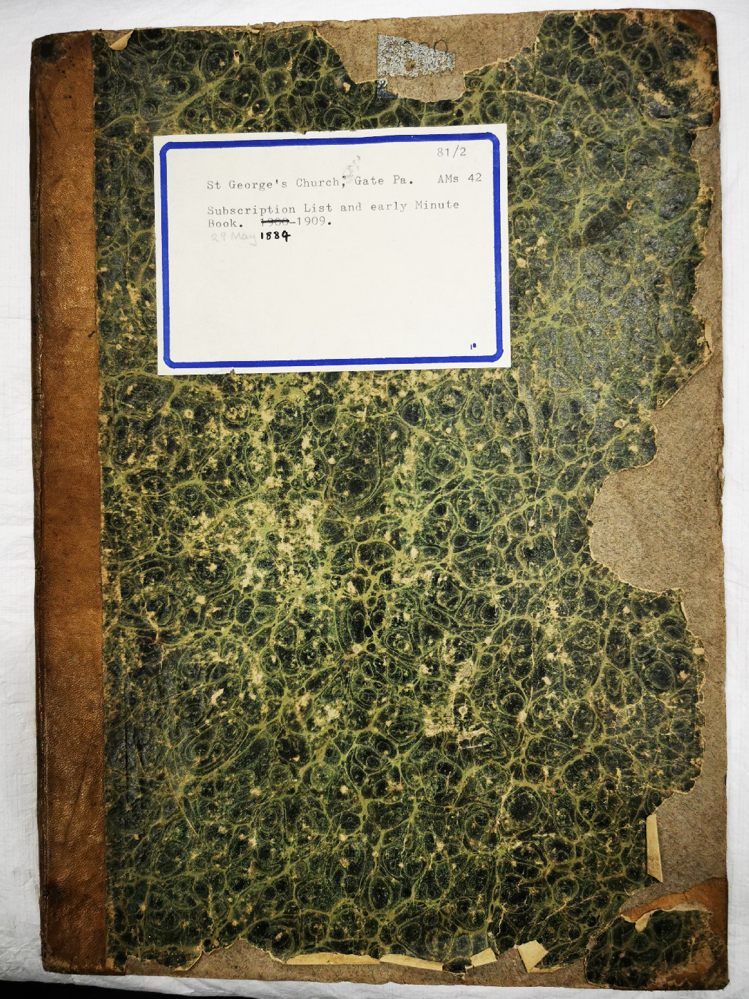 Early minute book and subscription list, St. George's Church, Gate Pā