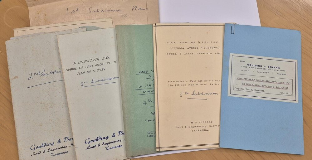 Records of Unsworths&rsquo; Subdivision, Ōmokoroa