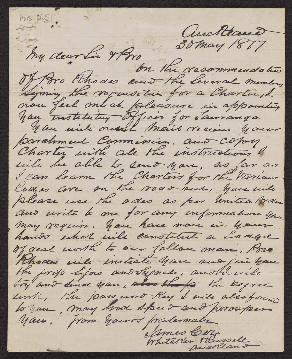Records of Henry John Bickers relating to the Star Tauranga Lodge