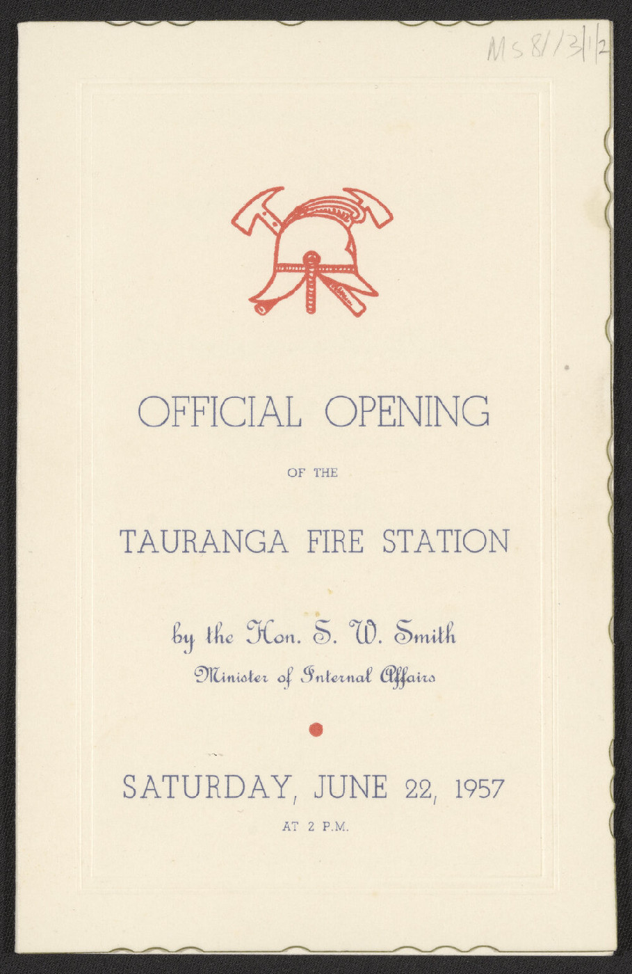 Cover of Ms 81/3/1/1 -Invitation to the presentation of gold stars, 1949