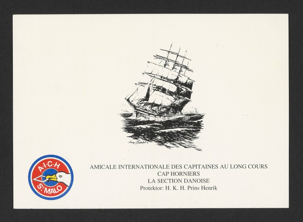 Front of a condolences postcard from the Danish Section A.I.C.H. Te Ao Mārama - Tauranga City Libraries Ams 309/2/1
