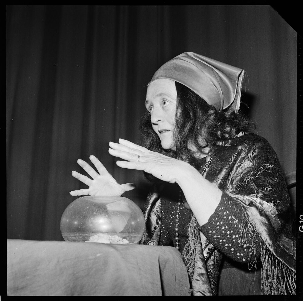 Kit Steemson in a role at Tauranga Repertory Society's latest show, "The Skin of our Teeth". Tauranga City Libraries Photo gca-20968